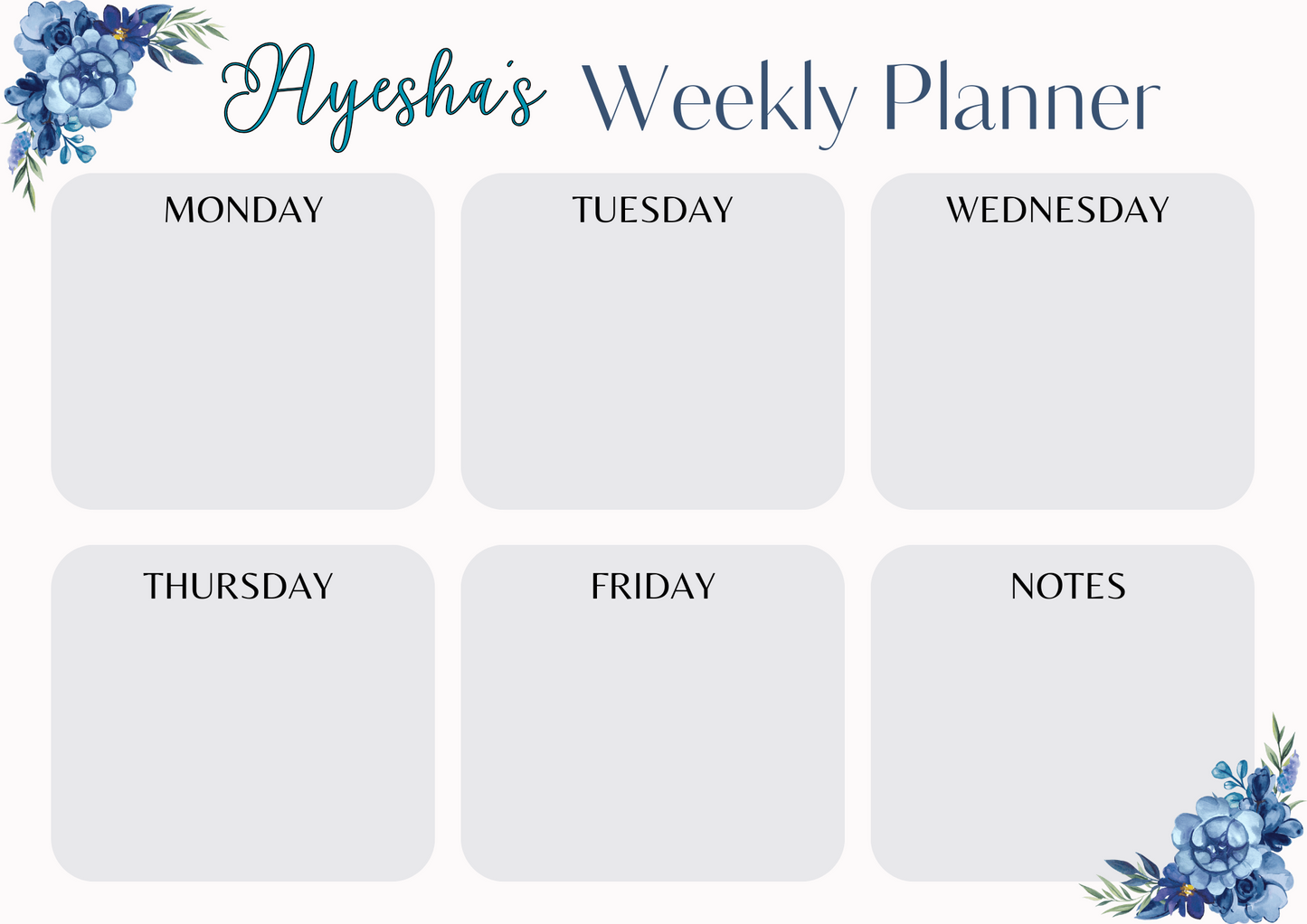 Personalised Weekly Planner