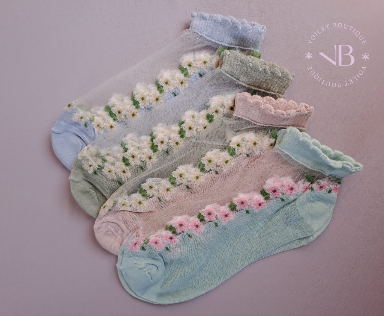 Floral Mesh Socks