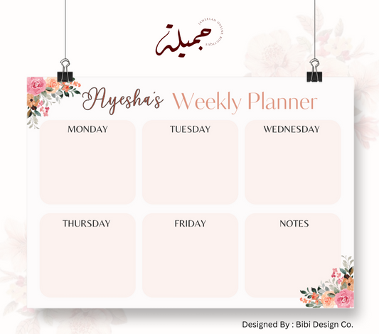 Personalised Weekly Planner