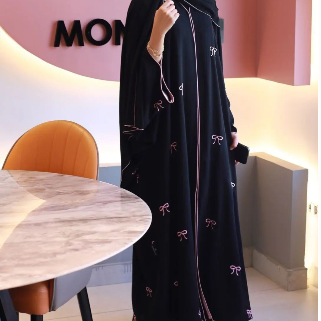 Pink Bow Farasha Abaya
