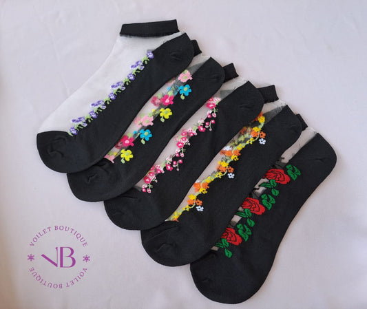 Floral Mesh Socks